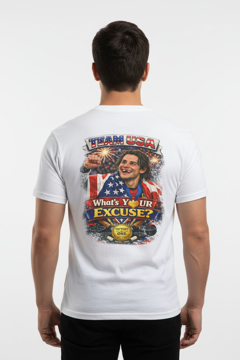 USA Hockey T-Shirt | Team USA What's Your Excuse Patriotic Tee | Veteran-Owned | Liberty & Victory