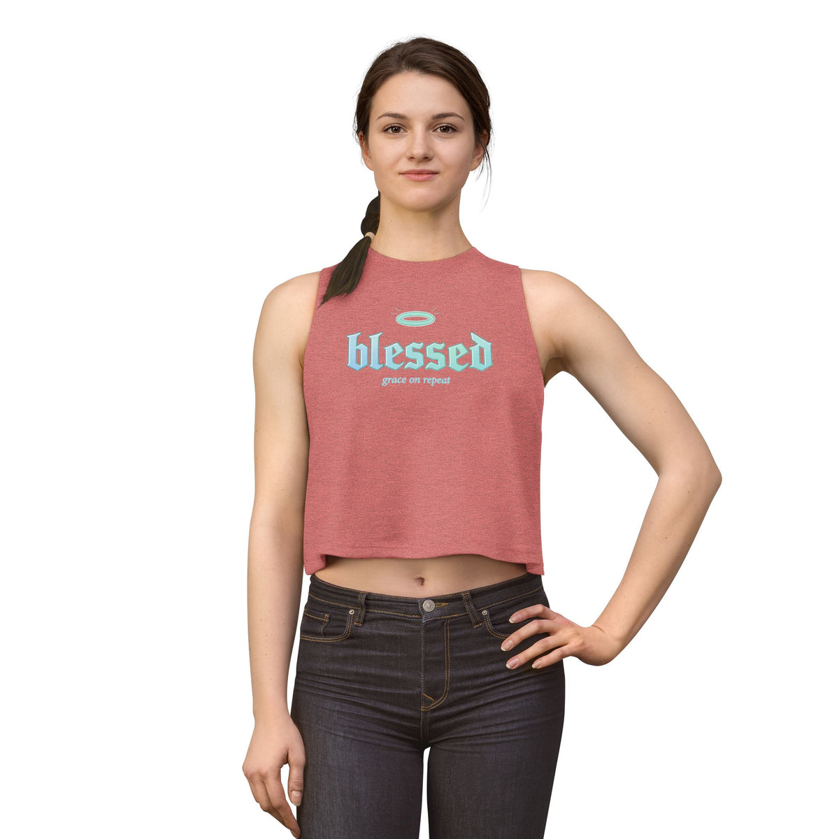 Blessed Crop Top — Pastel Halo Graphic Women’s Tank