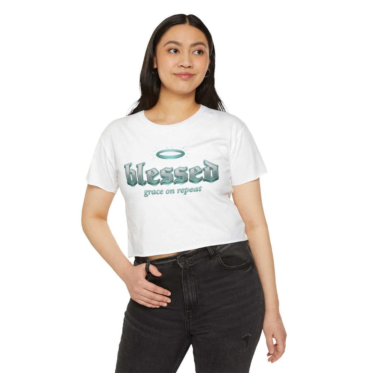 Blessed Crop Top | Grace on Repeat Women's Faith Tee