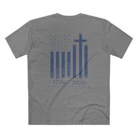 Patriotic Christian T-Shirt | 1776–2026 One Nation In God We Trust Flag | Signature Line | Liberty & Victory Co.