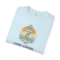 Christian Coastal T-Shirt | Come Ashore Anchor Sun-Stripe Garment-Dyed Vintage Tee | Salt & Salvation | Liberty & Victory