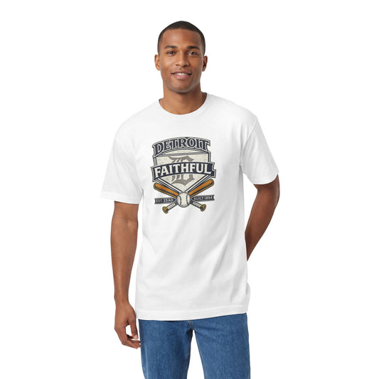 Faith & Sport T-Shirt | Detroit Faithful Crossed Bats Vintage Baseball Tee | Victory-In-One | Liberty & Victory