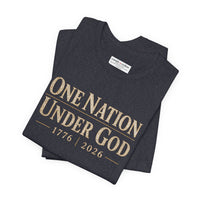 Christian Patriotic T-Shirt | One Nation Under God 1776–2026 USA 250 Founders Line | Veteran-Owned | Liberty & Victory Co.