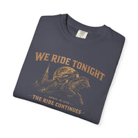 Patriotic Faith | We Ride Tonight — Heritage Tee | Battle Flag × Revere Edition | Veteran-Owned Small Business | Liberty & Victory Co.
