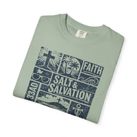 Christian Beach T-Shirt | Salt & Salvation Coastal Block Print Garment-Dyed Tee | Salt & Salvation | Liberty & Victory
