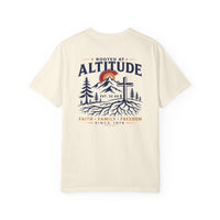 Christian T-Shirt | Rooted at Altitude | Front + Back | Cross + Mountain Roots | Faith • Family • Freedom | Wonder & Wander | Signature Line | Veteran-Owned | Liberty & Victory Co.