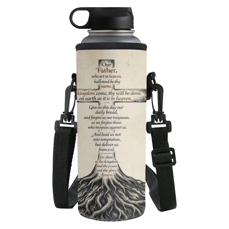 Christian Faith | The Lord's Prayer Rooted - Large Water Bottle Sleeve | Liberty & Victory Co.