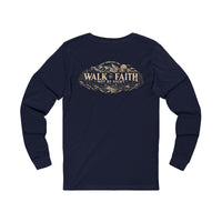 Mountain Faith| Walk by Faith — Long-Sleeve T-Shirt Front + Back Mountain Graphic | Veteran-Owned Small Business | Liberty & Victory Co.