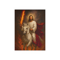 Jesus on a White Horse Poster — Fiery Sword Religious Art Print (Satin/Matte)
