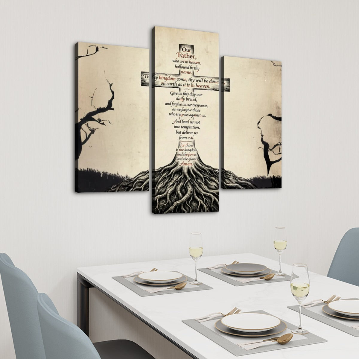 The Lord's Prayer - Premium Canvas Wall Art (3-Panel Set)