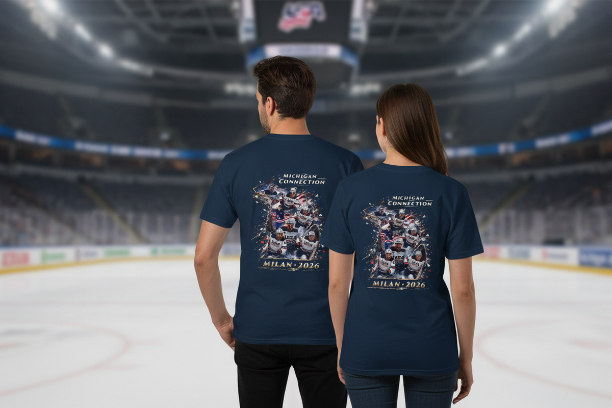 Michigan Connection Golden Games | USA Hockey Milan 2026 | Vintage Skate Design | Liberty & Victory