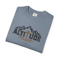 Mountain Faith | Altitude Est. 33 AD — Heritage Garment-Dyed T-Shirt Mountain Cross Graphic | Veteran-Owned Small Business | Liberty & Victory Co.