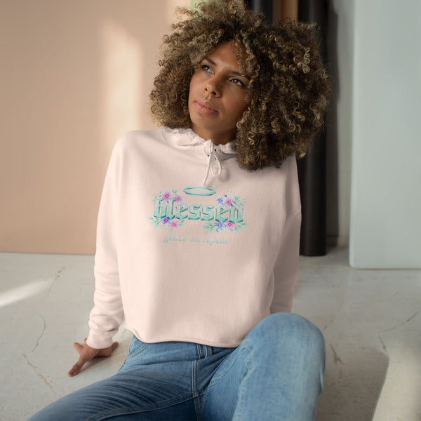 Christian Crop Hoodie | Blessed Angel Halo Design | Faith-Based Cropped Hoodie | Liberty & Victory