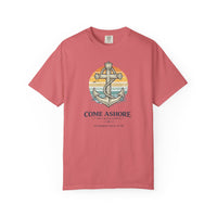 Christian Coastal T-Shirt | Come Ashore Anchor Sun-Stripe Garment-Dyed Vintage Tee | Salt & Salvation | Liberty & Victory