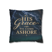 Faith Throw Pillow Cover | By His Grace We Come Ashore | Nautical Christian Decor | Liberty & Victory Co.