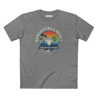 Gray t-shirt with 'Margaritas & Mercy' graphic design on a white background