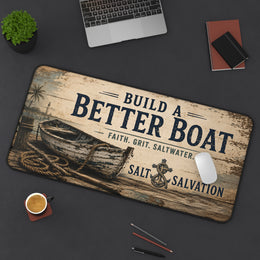 Coastal Faith Desk Mat | Build a Better Boat Nautical | Salt & Salvation | Liberty & Victory