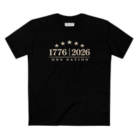 Patriotic Christian T-Shirt | 1776–2026 One Nation In God We Trust Flag | Signature Line | Liberty & Victory Co.