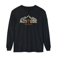 Mountain Faith | Altitude Est. 33 AD — Heritage Garment-Dyed Long Sleeve Mountain Cross Graphic | Veteran-Owned Small Business | Liberty & Victory Co.