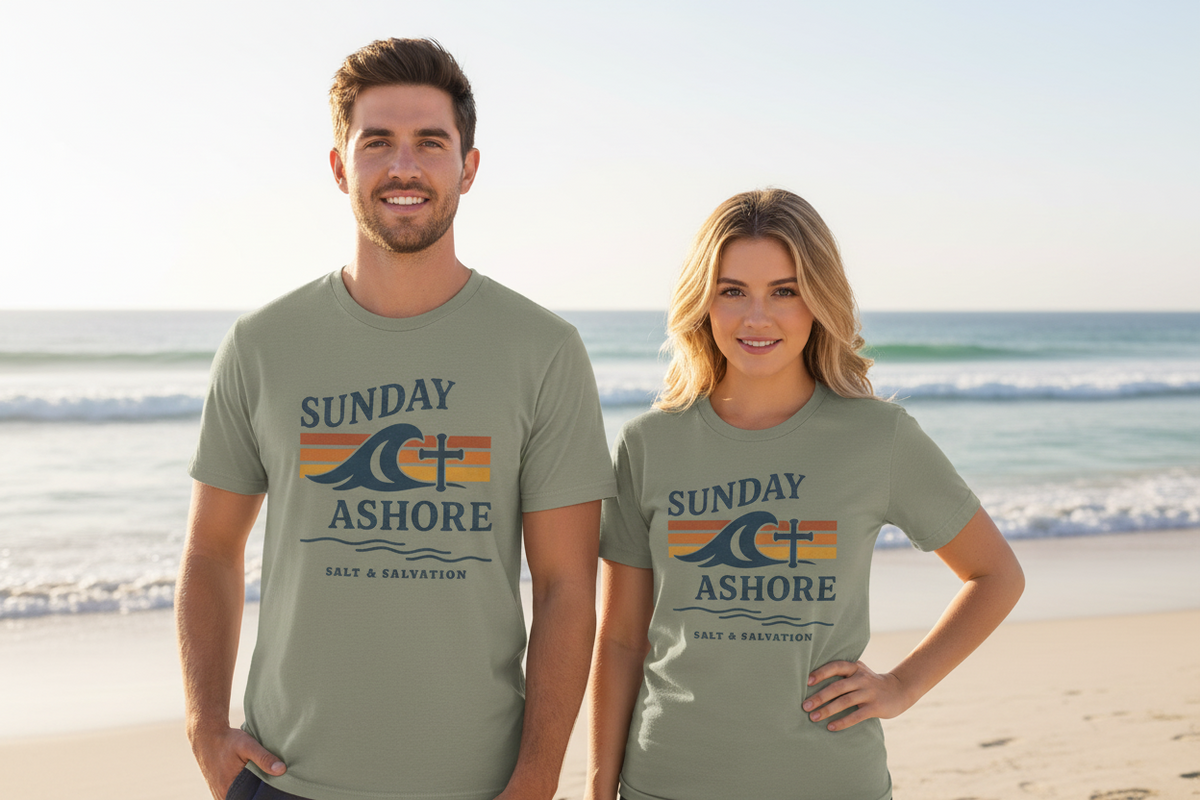 Sunday Ashore T-Shirt — Vintage Coastal Surf Tee