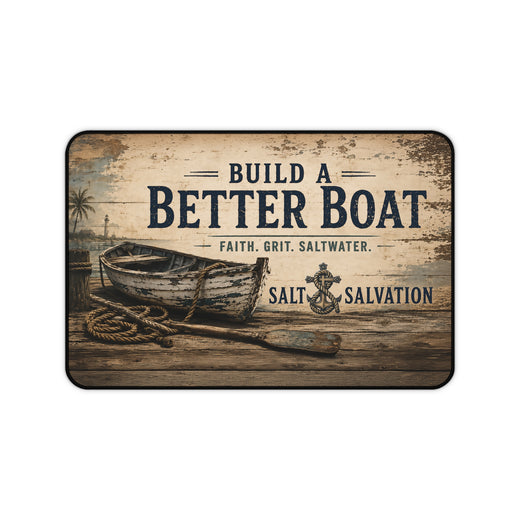 Coastal Faith Desk Mat | Build a Better Boat Nautical | Salt & Salvation | Liberty & Victory