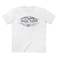 Mountain Faith | Walk By Faith — Mountain Faith T-Shirt Vintage Etched Mountain Graphic | Veteran-Owned Small Business | Liberty & Victory Co.