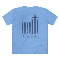 Patriotic Christian T-Shirt | 1776–2026 One Nation In God We Trust Flag | Signature Line | Liberty & Victory Co.