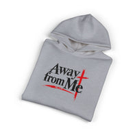 Christian | Away from Me — Faith Graphic Hoodie Cross Mt. 4:10 | Veteran-Owned Small Business | Liberty & Victory Co.
