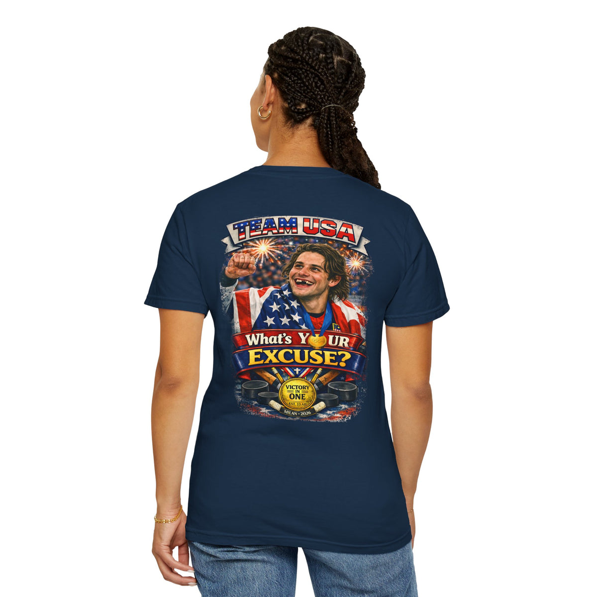 USA Hockey T-Shirt | Team USA What's Your Excuse Patriotic Tee | Veteran-Owned | Liberty & Victory