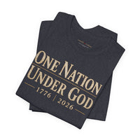 Christian Patriotic T-Shirt | One Nation Under... 1776–2026 1776 Founders Line | Liberty-In-One | Liberty & Victory