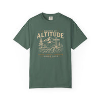 Christian T-Shirt | Rooted at Altitude Faith • Family • Freedom | Cross + Mountain Roots | Wonder & Wander | Signature Line | Veteran-Owned | Liberty & Victory Co.