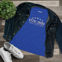Christian Patriotic Women's T-Shirt | One Nation 1776–2026 Flag & Cross Anniversary Tee | Veteran-Owned | Liberty & Victory Co.