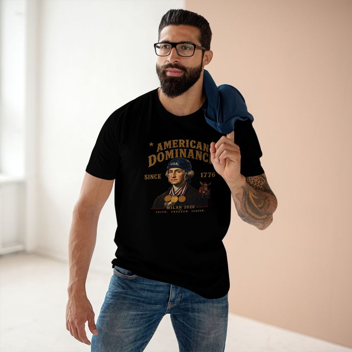 Patriotic Christian T-Shirt | American Dominance George Washington Featuring the J. Hughes Grin Essentials | America 250 | Liberty & Victory