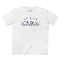 Patriotic Christian T-Shirt | 1776–2026 One Nation In God We Trust Flag | Signature Line | Liberty & Victory Co.