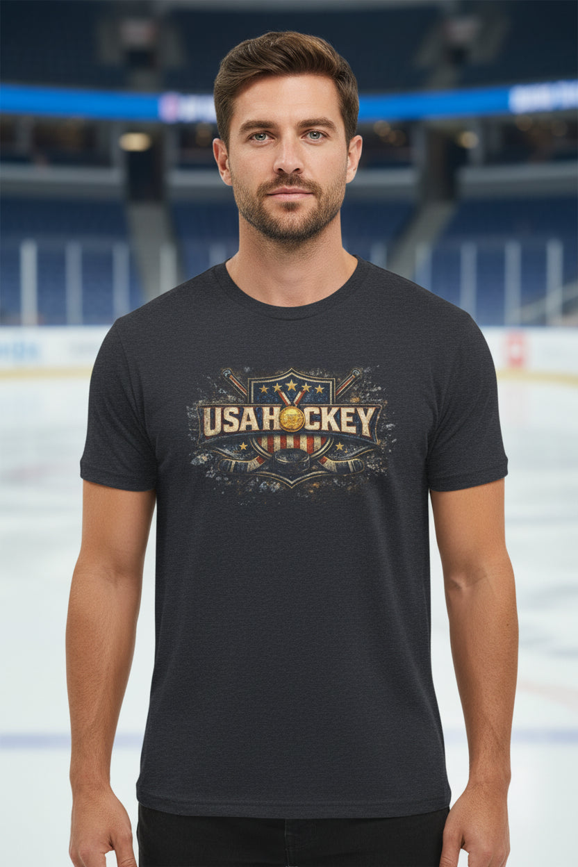 Golden Michigan Connection T-Shirt | USA Hockey Milan 2026 | Michigan Connection Team Shirt | Liberty & Victory