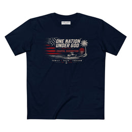 Salt & Salvation Patriotic T-Shirt | One Nation Under God × Coastal Redemption | Family Faith Freedom | Signature Line | Veteran-Owned | Liberty & Victory Co.