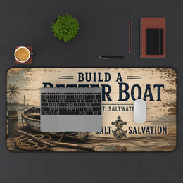 Coastal Faith Desk Mat | Build a Better Boat Nautical | Salt & Salvation | Liberty & Victory