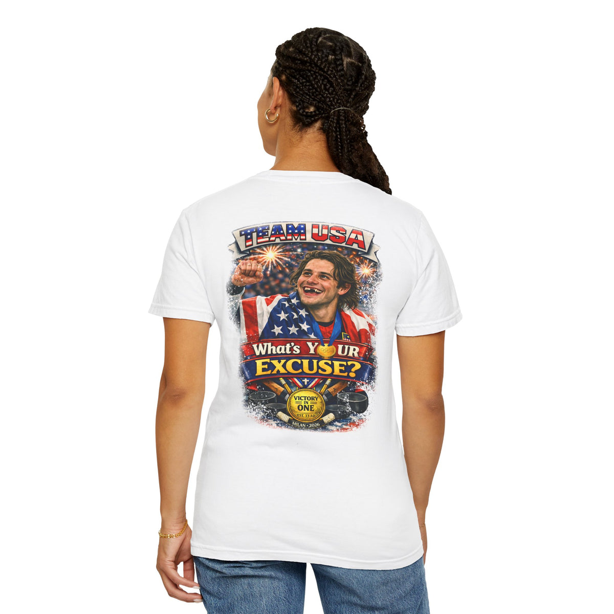 USA Hockey T-Shirt | Team USA What's Your Excuse Patriotic Tee | Veteran-Owned | Liberty & Victory