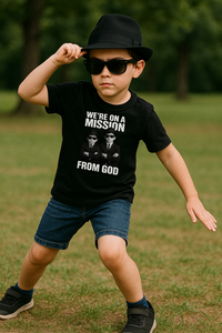 Christian T-Shirt Blues Brothers Kids FROM GOD Design - front view - Liberty & Victory