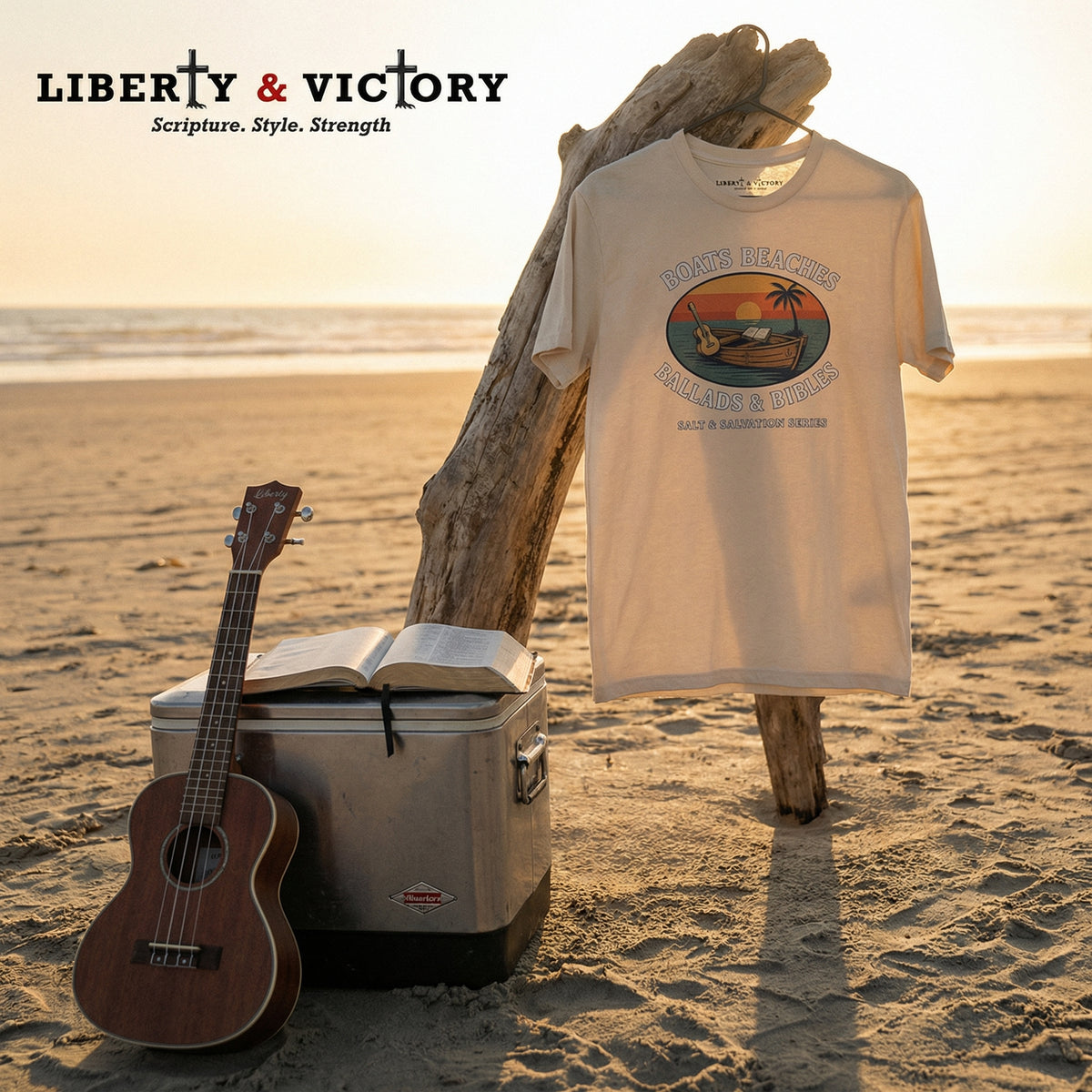 Boats Beaches Ballads & Bibles Tee | Coastal Faith Shirt