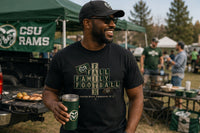 Mountain Faith | Fall Family Football — T-Shirt Faith Runs Through It-CSU Rams Edition | Game Day Faith Tee | Veteran-Owned Small Business | Liberty & Victory Co.