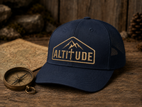 Mountain Faith | Altitude — Embroidered Trucker Cap Mountain Cross Badge | Veteran-Owned Small Business | Liberty & Victory Co.