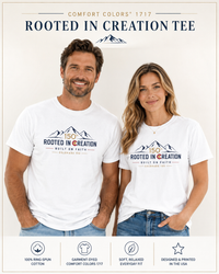 Christian T-Shirt | Rooted in Creation | Built on Faith | Mountain + Sun | Colorado 150th | Wonder & Wander | Signature Line | Veteran-Owned | Liberty & Victory Co.