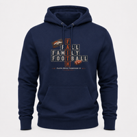 Faith & Sport | Fall Family Football — Premium Hoodie Faith Runs Through It-Denver Edition | Game Day Faith Hoodie | Veteran-Owned Small Business | Liberty & Victory Co.