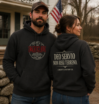 Christian Patriotic Hoodie | Deo Servio — Front & Back Graphic | Everyday Essentials | Liberty-In-One | Liberty & Victory