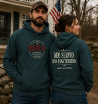 Christian Patriotic Hoodie | Deo Servio — Front & Back Graphic | Everyday Essentials | Liberty-In-One | Liberty & Victory