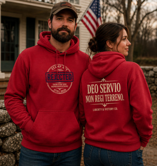 Christian Patriotic Hoodie | Deo Servio — Front & Back Graphic | Everyday Essentials | Liberty-In-One | Liberty & Victory