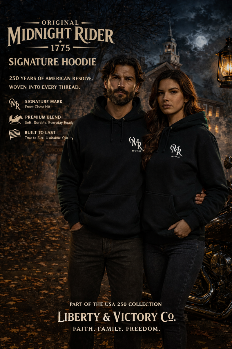 Christian Patriotic Hoodie | OMR Original 1775 Signature Line | Liberty-In-One | Liberty & Victory