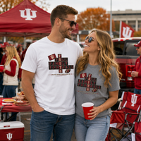 Christian | Fall Family Football — T-Shirt Faith Runs Through It-Indiana Hoosiers Edition | Game Day Faith Tee | Veteran-Owned Small Business | Liberty & Victory Co.