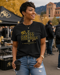 Mountain Faith | Fall Family Football — T-Shirt Faith Runs Through It-CU Buffaloes Edition | Game Day Faith Tee | Veteran-Owned Small Business | Liberty & Victory Co.